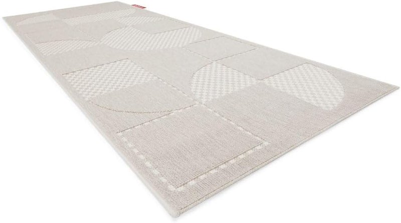 Fatboy Carpretty Catwalk Checky Carpet | Indoor/Outdoor | Easy to clean | UV-resistant | Combined multi-level weaving | Anti-static | 100% Polypropylene | 80x200 cm - Cream/White - Image 4